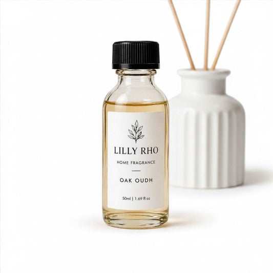 50ml Lilly Rho home fragrance oil Oak Oudh with reed diffuser