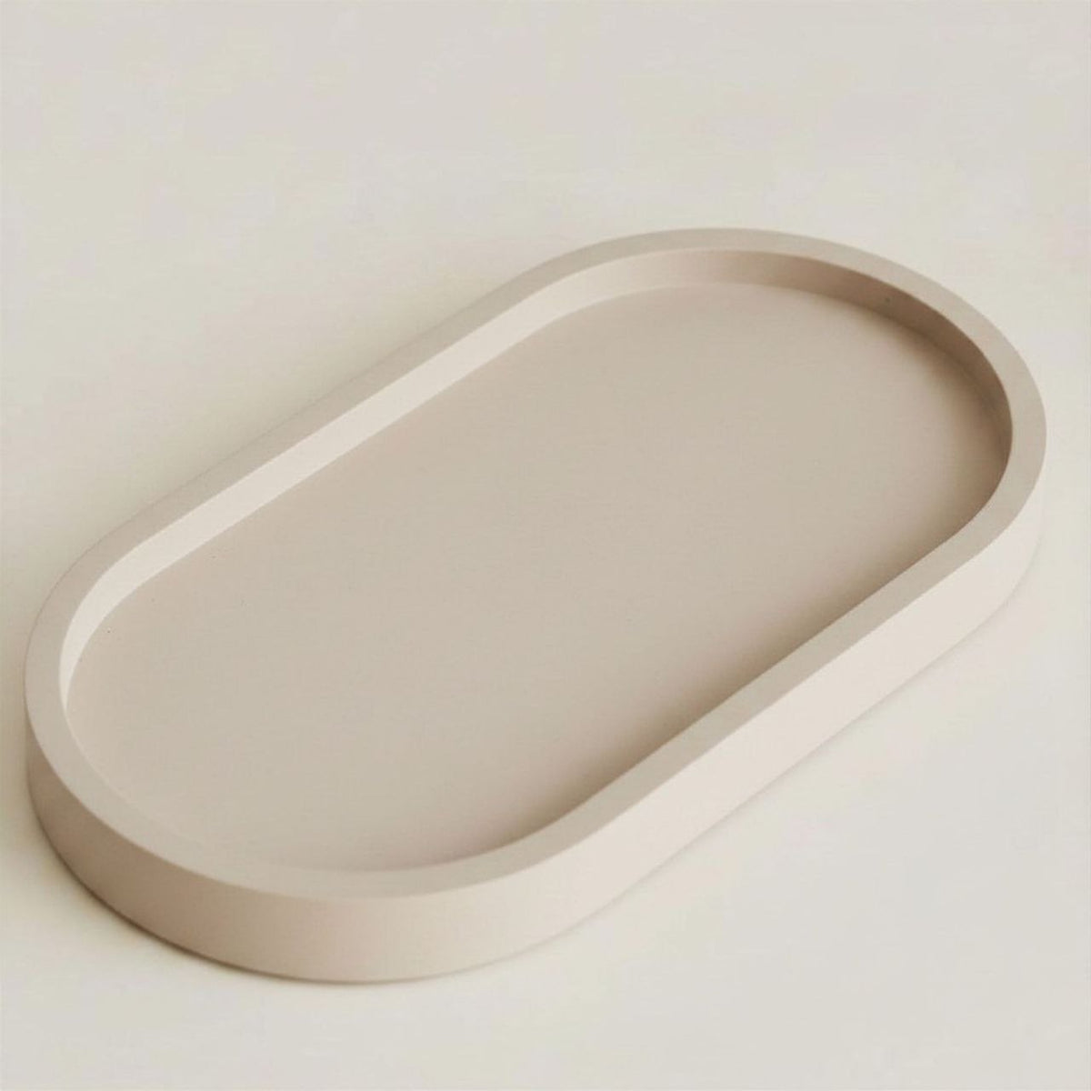 Beige finish oval tray