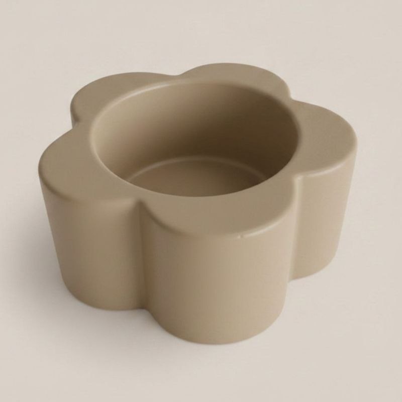 Daisy Candle Holder in taupe finish