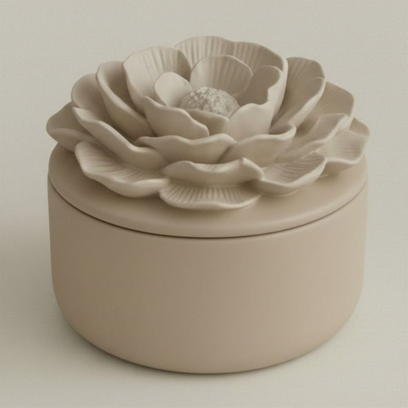 Camelia jar with taupe finish