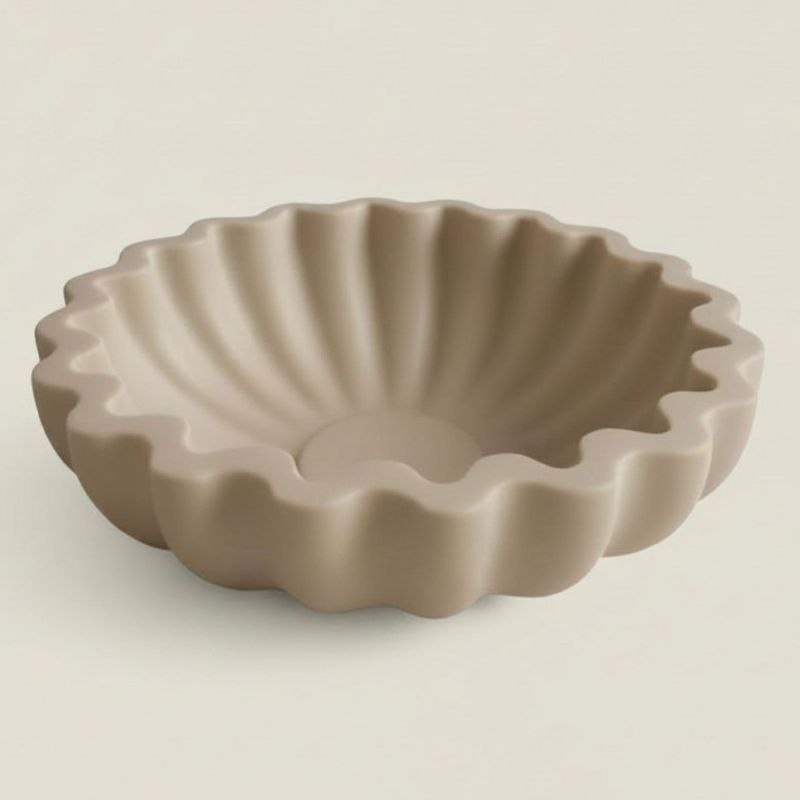 Fluted ribbed bowl with taupe finish