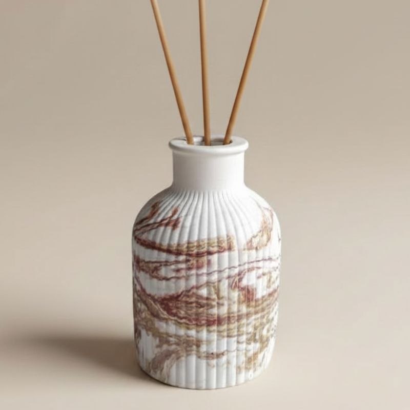 Reed diffuser with a marble finish